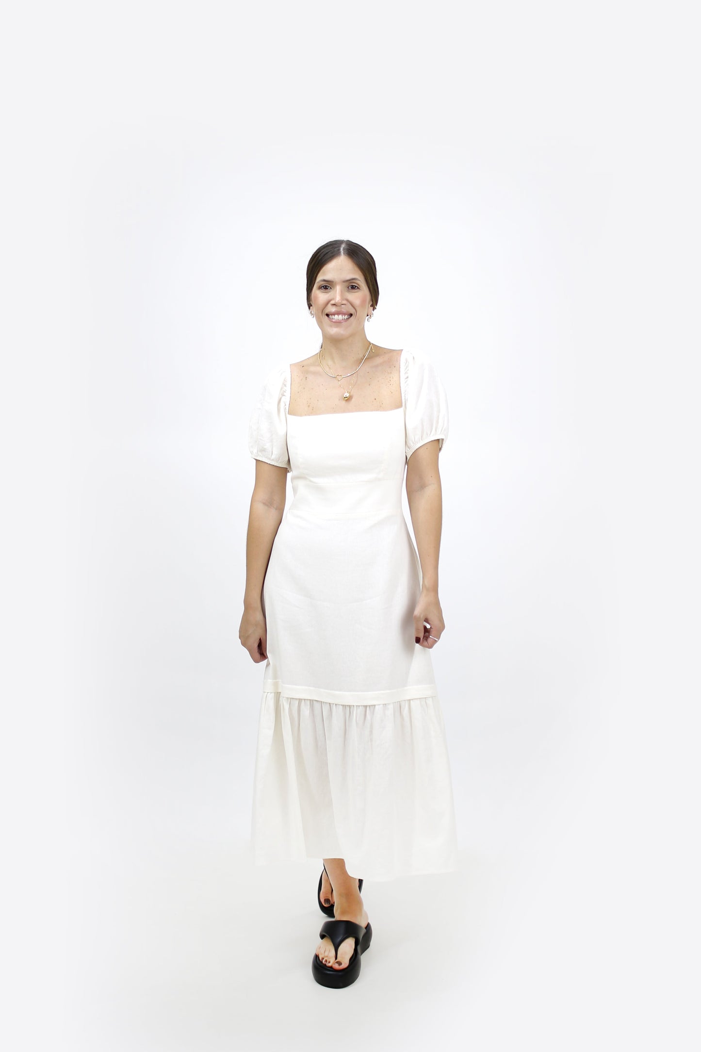 VESTIDO MIDI C/ BUSTO FRANZIDO