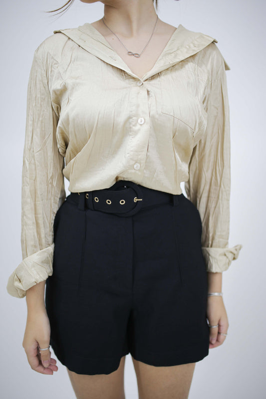 CAMISA SATIM MANGA LONGA COM BOLSO